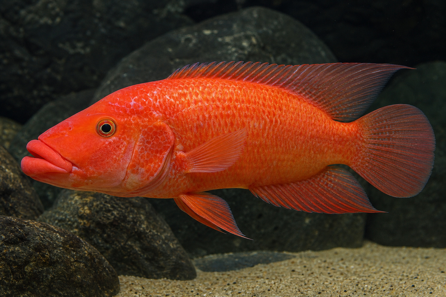 Red devil cichlid (Amphilophus labiatus)