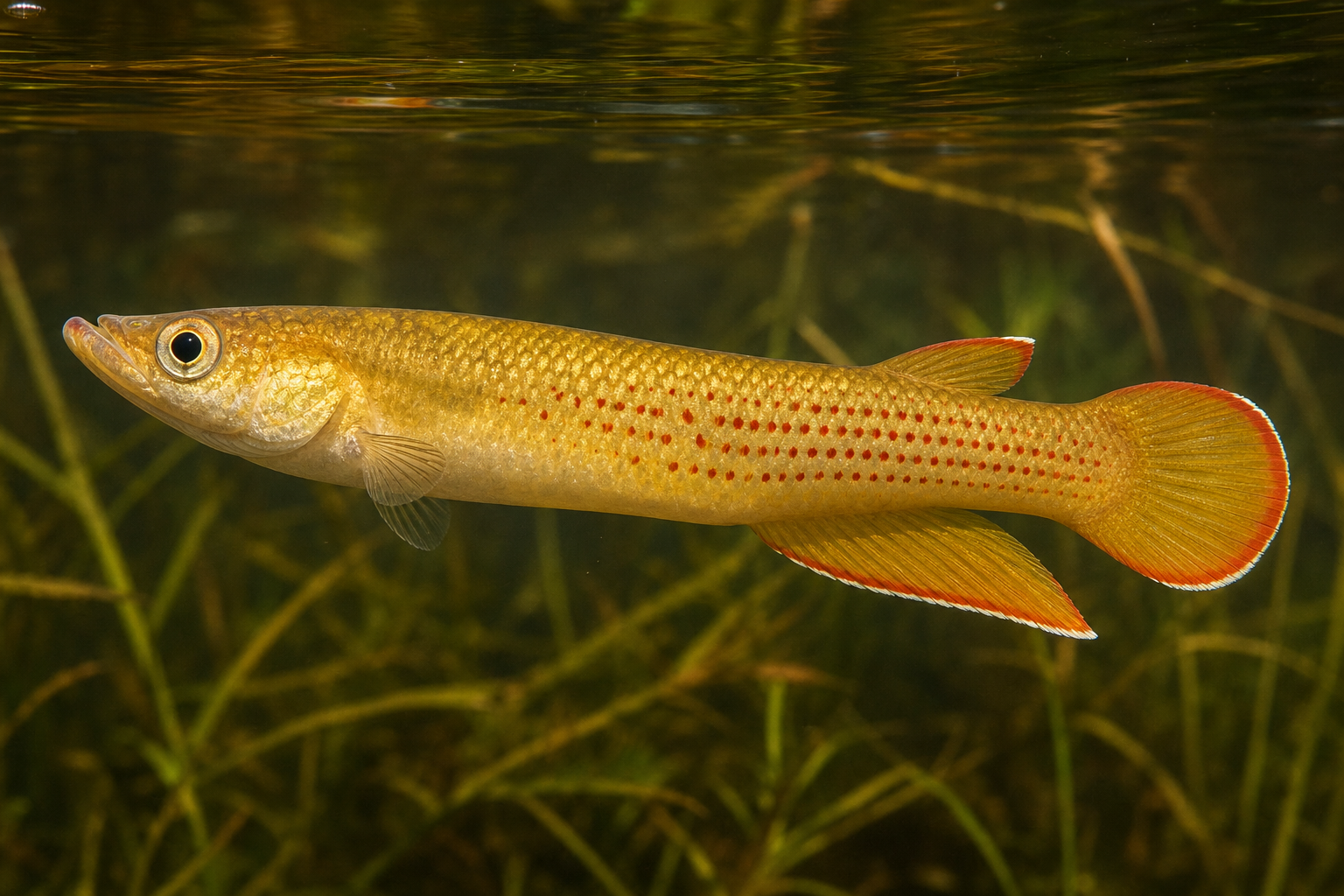 Gouden wonderkillivis (Aplocheilus lineatus)