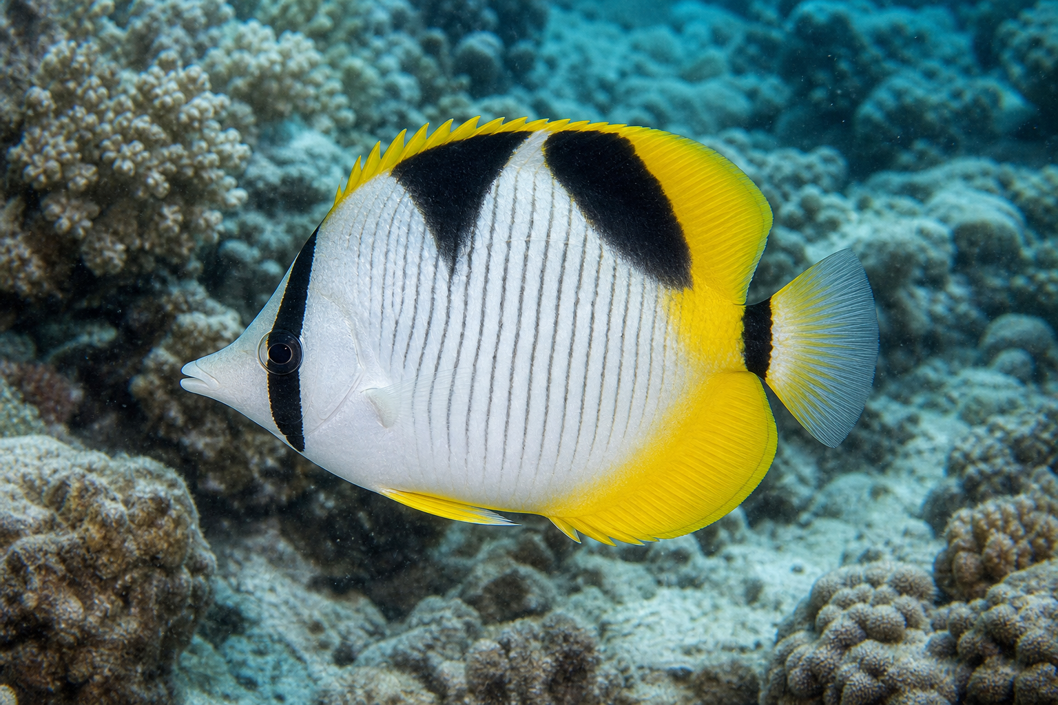 Pesce farfalla doppia sella (Chaetodon falcula)