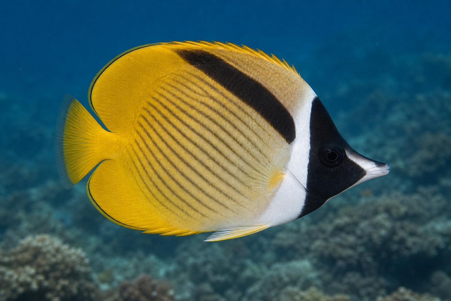 Raccoon butterflyfish (Chaetodon lunula)