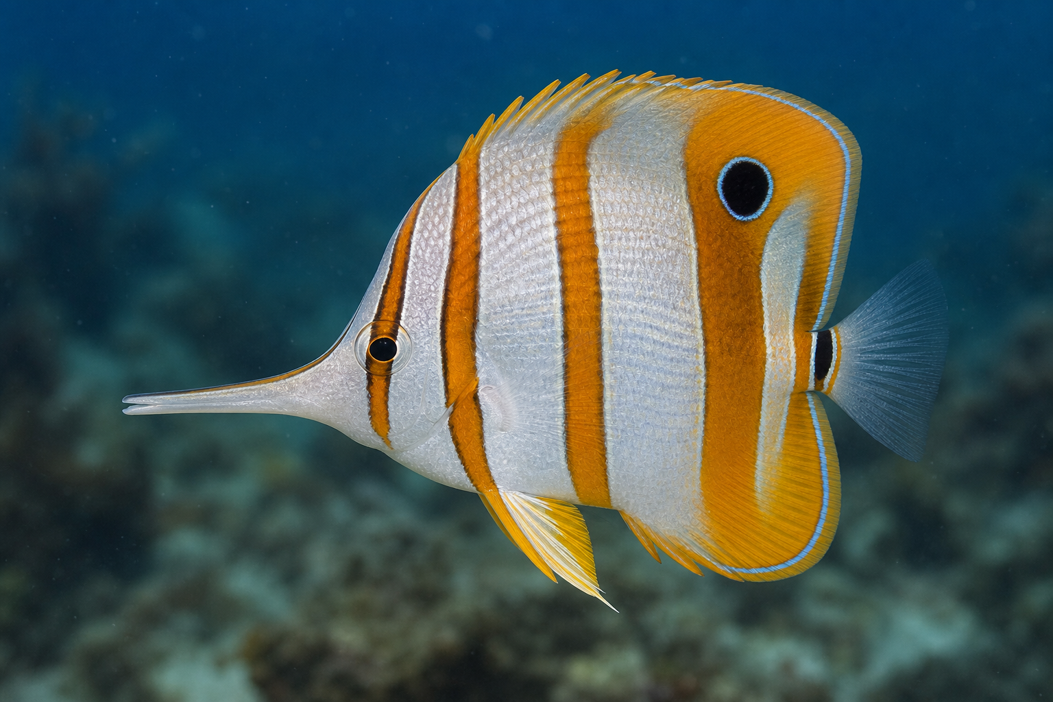 Pesce farfalla copperband (Chelmon rostratus)