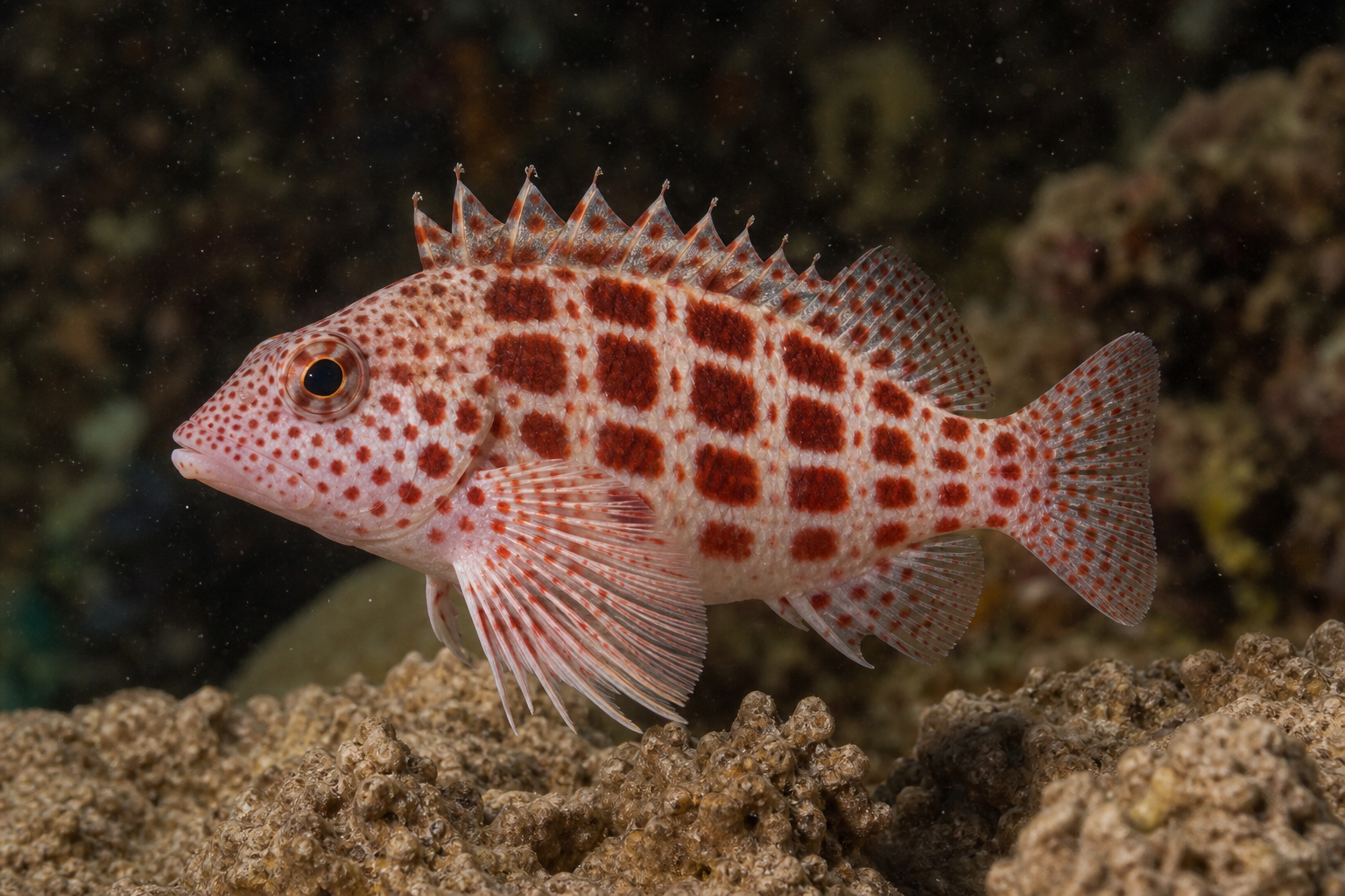 Koralnik ostrogłowy (Cirrhitichthys oxycephalus)