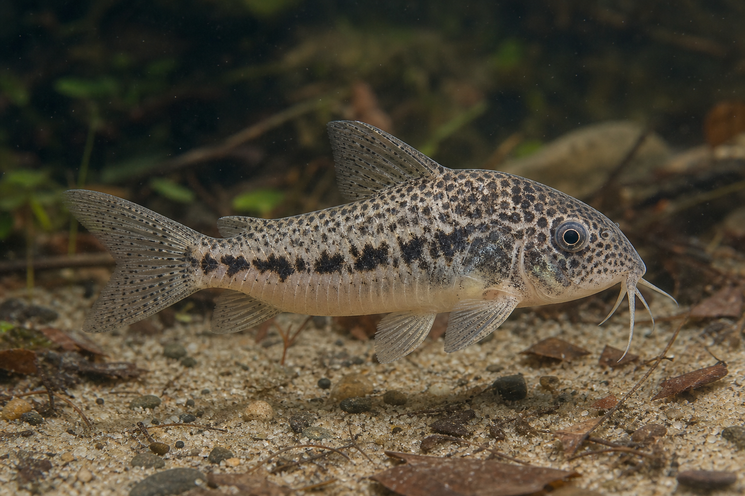 Zout-en-peperpantsermeerval (Corydoras habrosus)