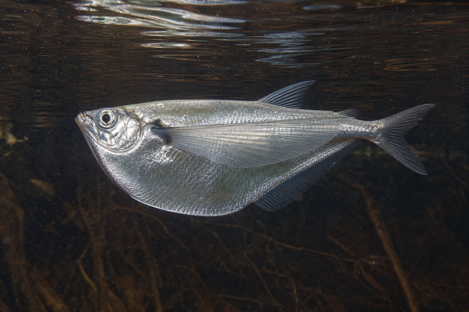 Poisson-hachette argenté (Gasteropelecus sternicla)