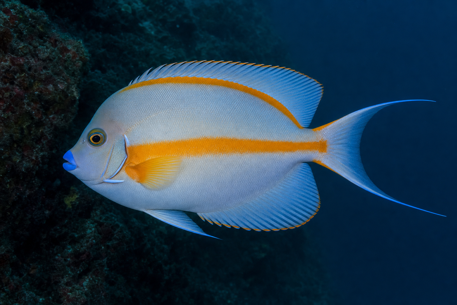 Sierlijke zwaluwstaartkeizersvis (Genicanthus bellus)