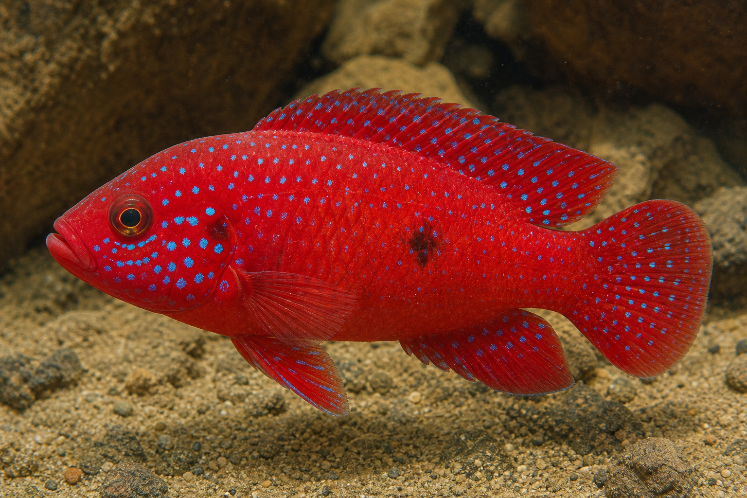 Ciclídeo-joia-vermelho (Hemichromis exsul)