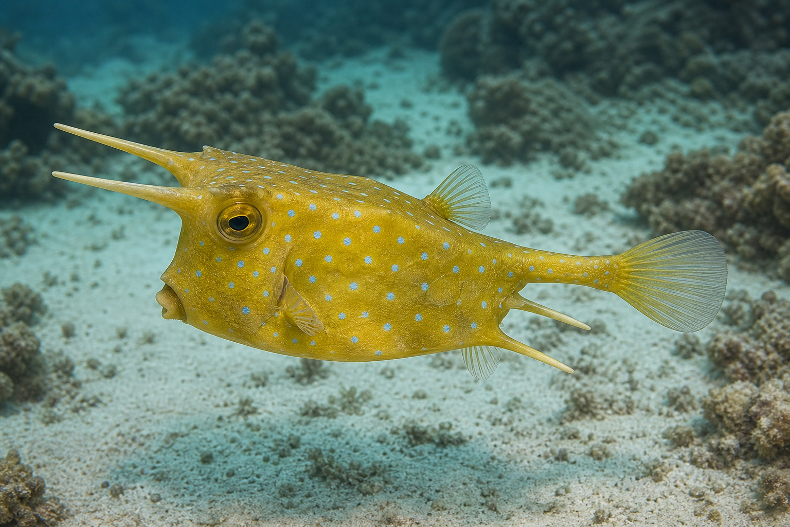 Poisson-vache à longues cornes (Lactoria cornuta)