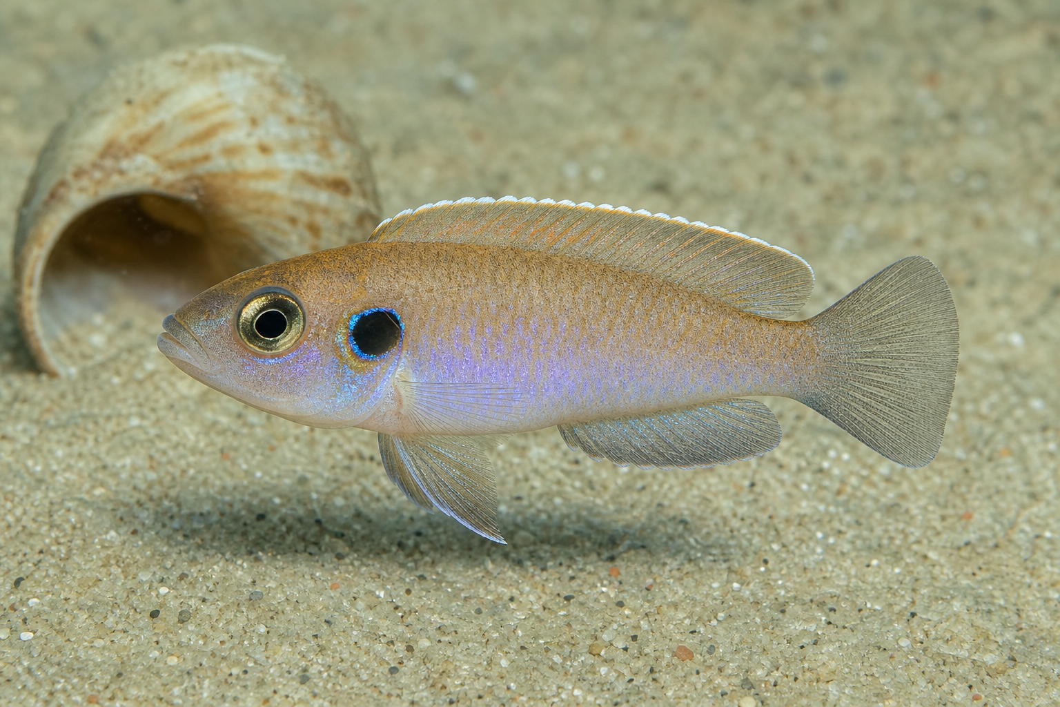 Conchícola-ocelado (Lamprologus ocellatus)