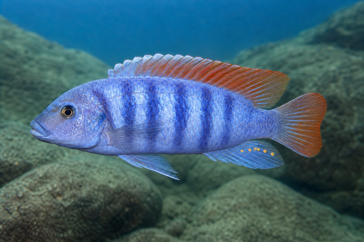 IJsblauwe zebra (Williams mbuna) (Maylandia greshakei)