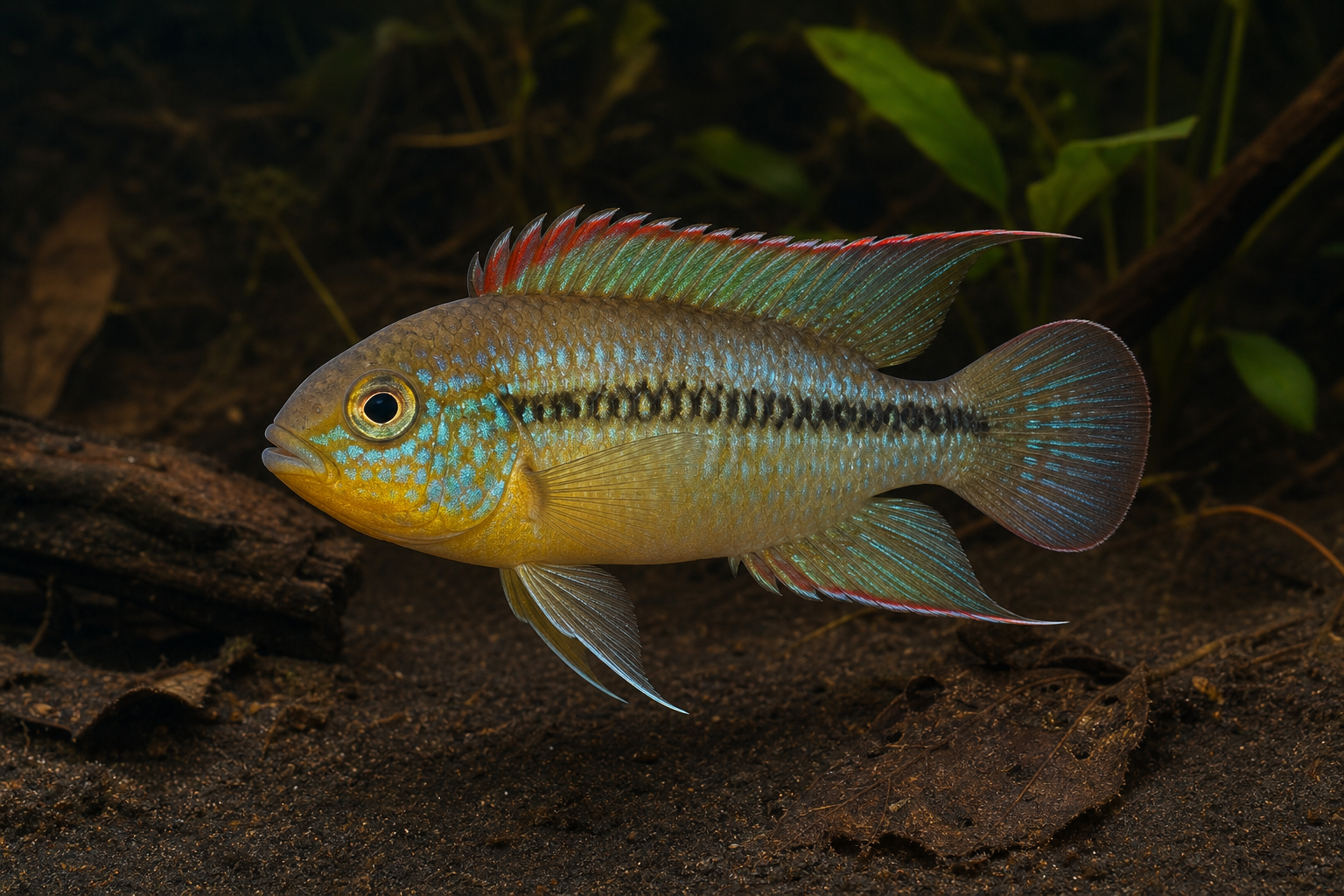 Golden dwarf cichlid