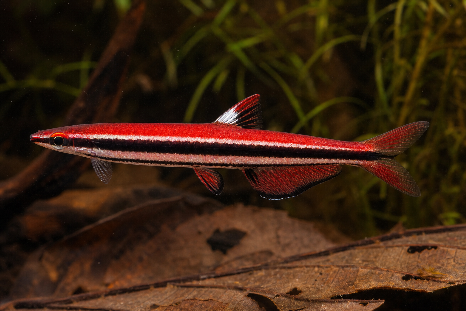 Pesce matita rosso corallo (Nannostomus mortenthaleri)