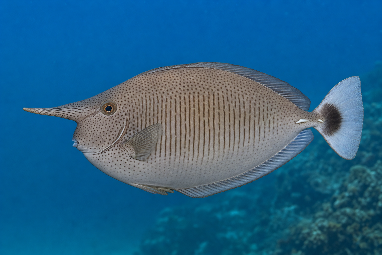 Peixe-unicórnio-pintado (Naso brevirostris)