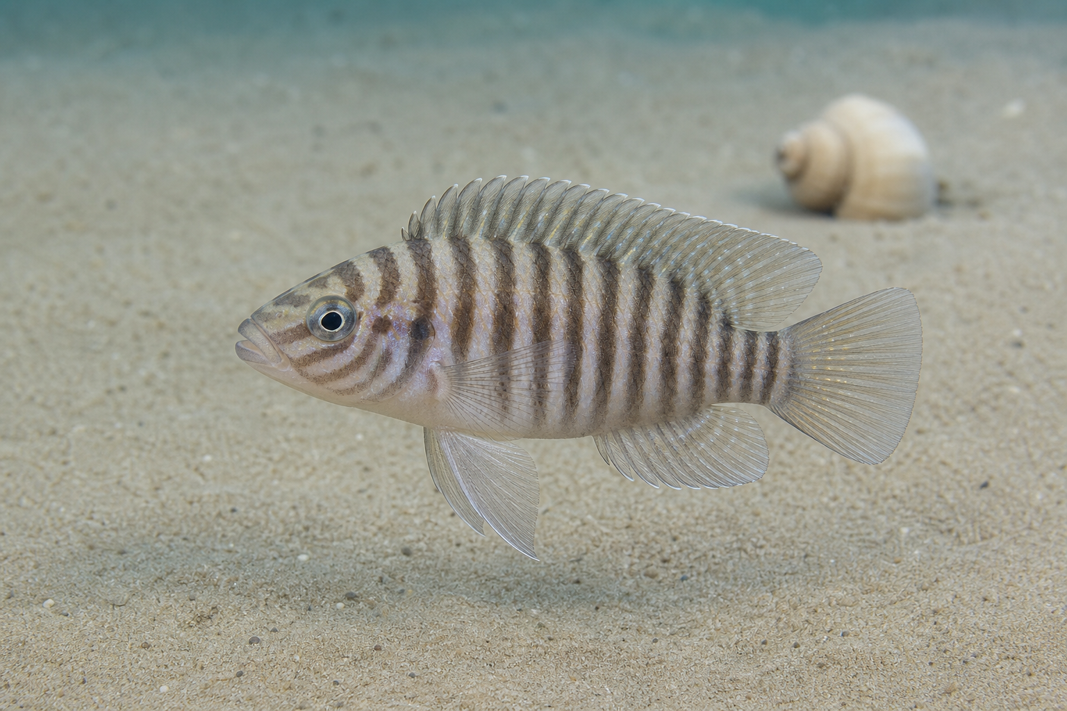 Muszlowiec wielopręgi (Neolamprologus multifasciatus)