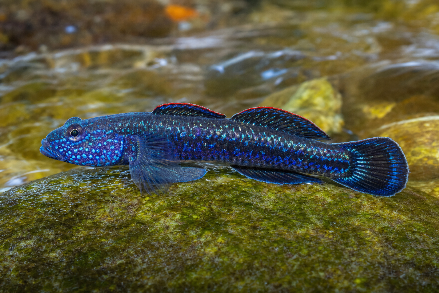 Neonblaue Stiphodon-Grundel