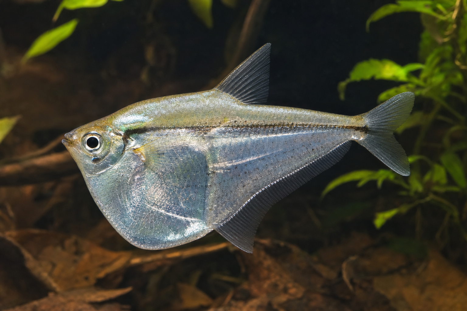 Pez hacha plateado (Thoracocharax stellatus)